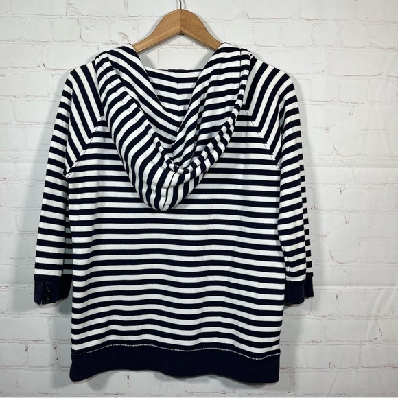 Gap Striped Hoodie Sweatshirt Womens Size Small Blue White Terrycloth Pockets - Picture 11 of 11